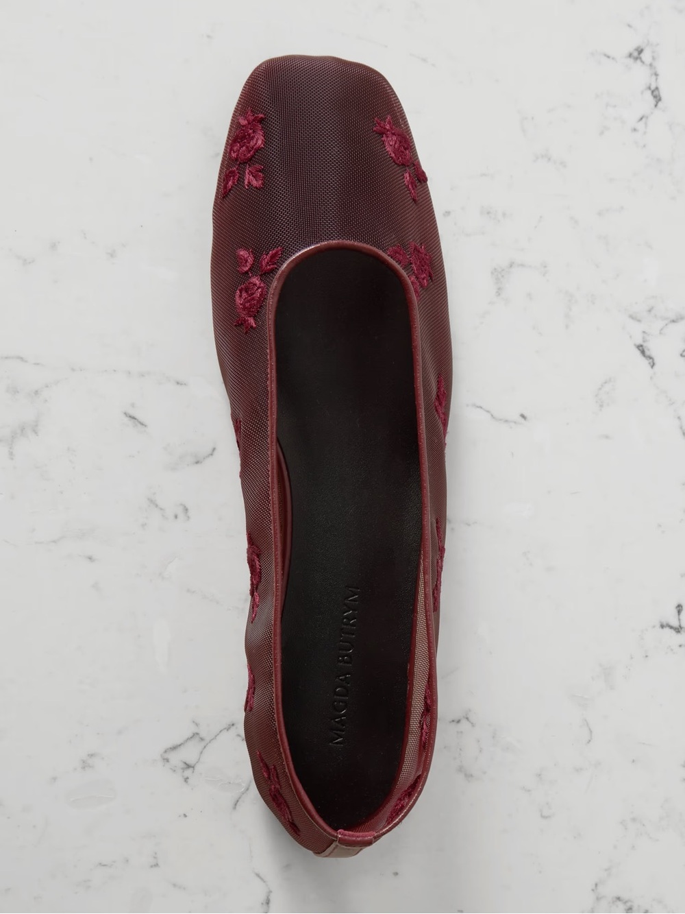Magda Butrym Wine Red Embroidered Ballet Flat